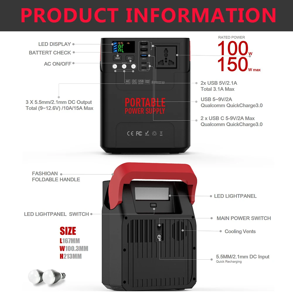 Лидер продаж портативная солнечная электростанция 100 Вт солнечный генератор