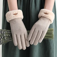 wool warm gloves female winter thickening korean version cute student touch screen driving riding gloves winter gloves