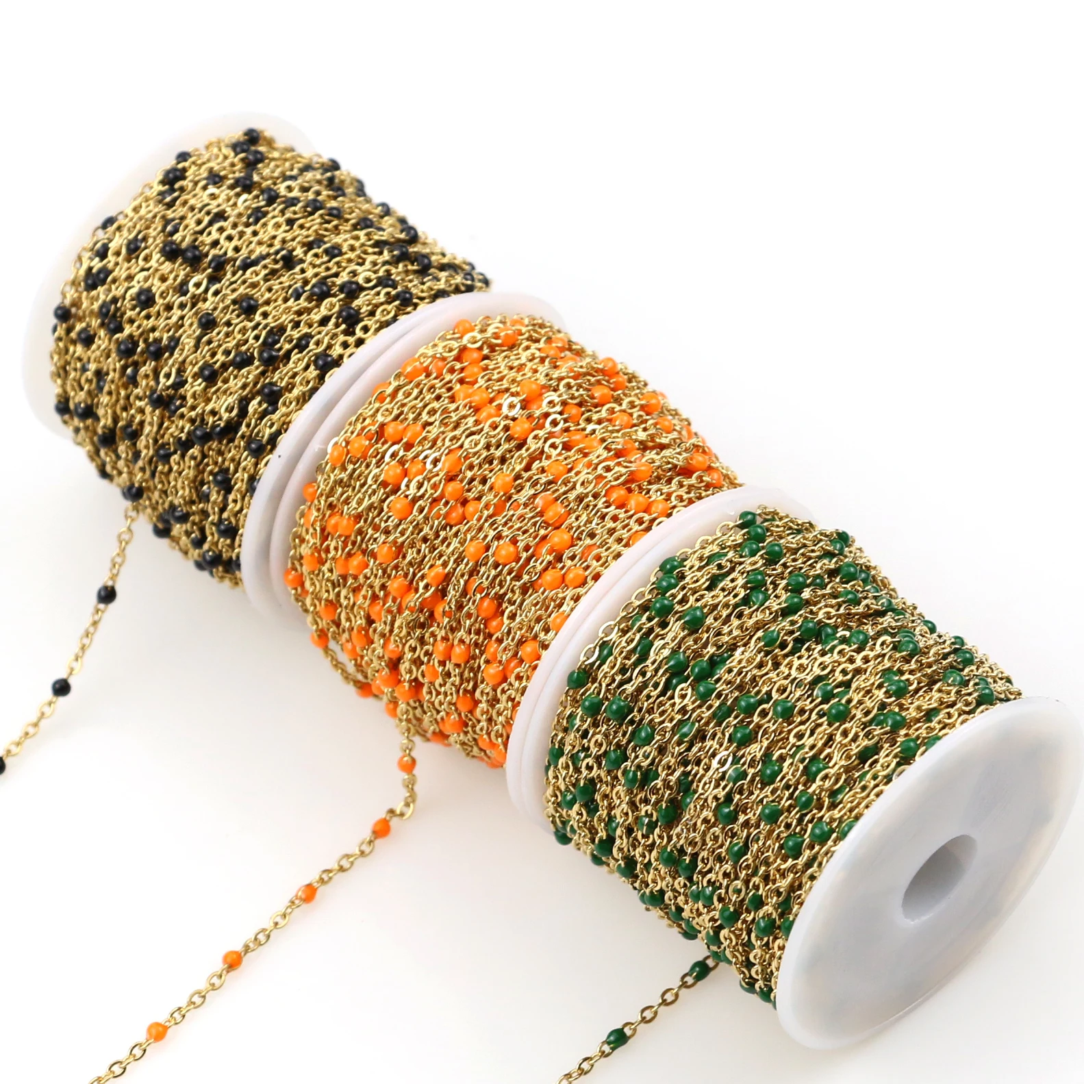 2 мм ширина нержавеющей стали золото/стальные цепи ювелирные изделия DIY эмаль