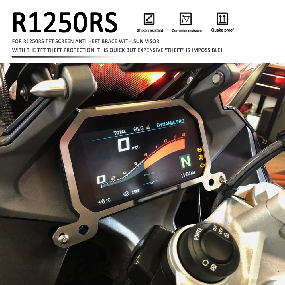 

New Motorcycle Parts For BMW R 1250 RS R1250RS TFT Screen Anti Theft Brace Meter Frame Cover Protector Protection Parts Visor