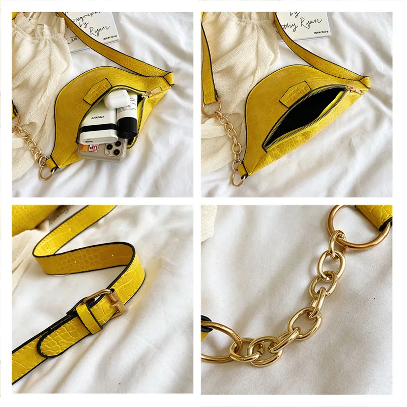 

2021 New Fanny Pack Women Waist Belt Bag Crocodile pattern Vintage Waist Bags Female Fashion Bum Pouch Phone Leather Chest Bag