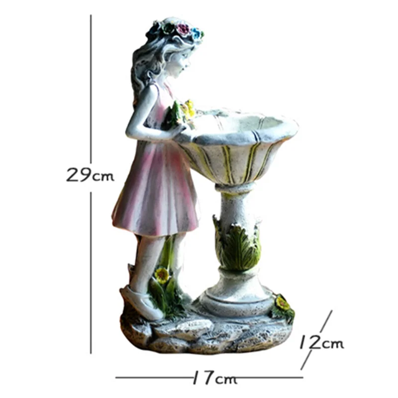 

BAO GUANG TA Resin Angel Garden Statue Flower Fairy Solar Decor Wreath Girl Sculpture Villa Courtyard Outdoor Decor A2189