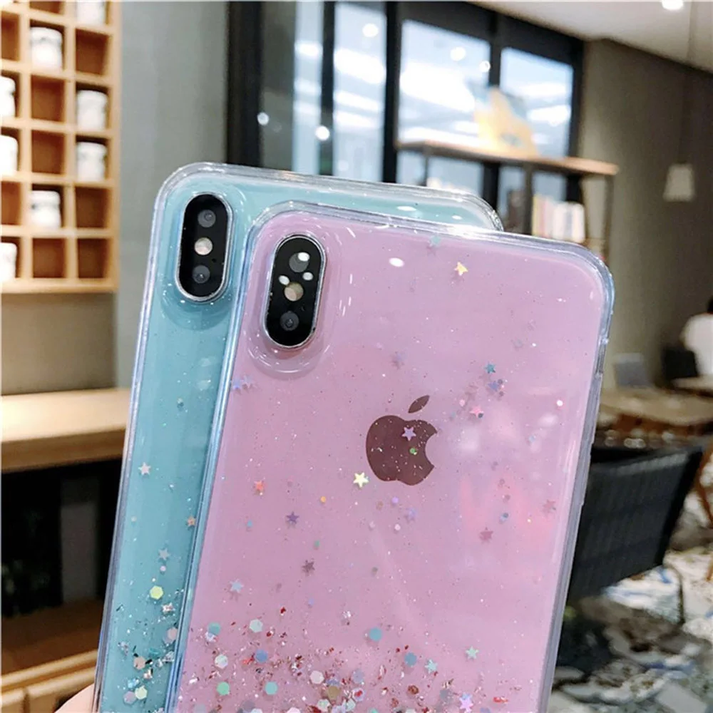 OTAO Блестящий блестящий чехол для iPhone X XS MAX XR градиентная эпоксидная звезда iphone 8 7 6