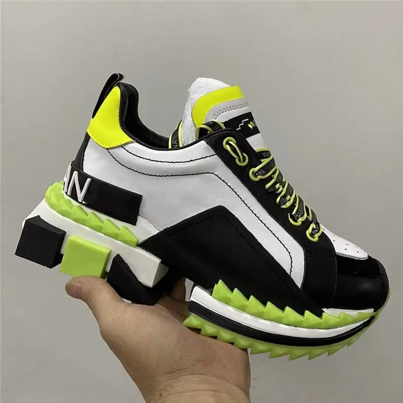 

Trainer Genuine Leather Brand Sports Men's Running Shoes Spring Autumn Couples Shoes Luxury Designer Platform Women's Sneakers