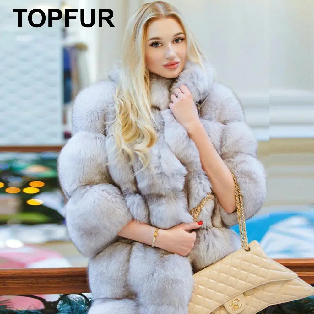 TOPFUR 2019 модное зимнее белое пальто из натурального меха для женщин шуба Буле лисы