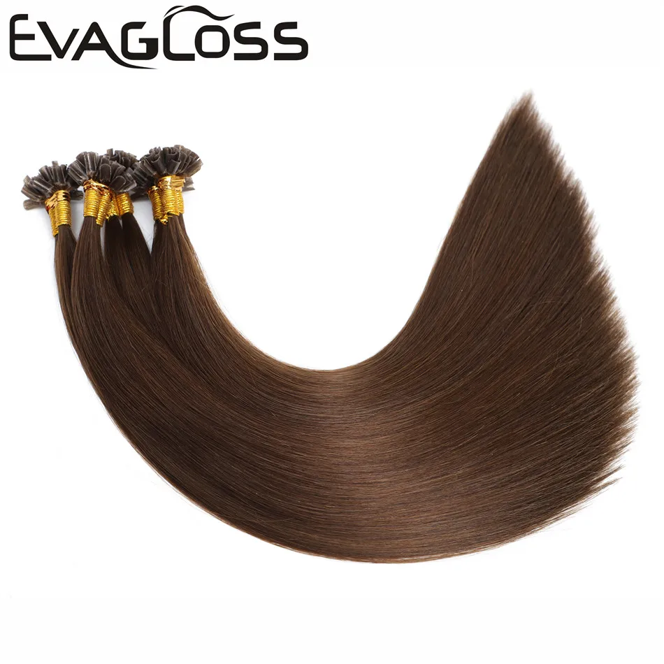 EVAGLOSS 1 г/прядь прямые человеческие волосы Remy Fusion кератиновые для наращивания u