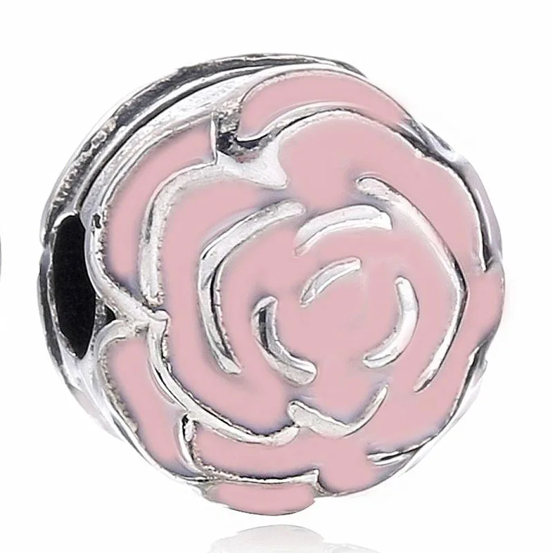 Подлинная женская подвеска розовая эмалированная Роза садовый зажим стопор