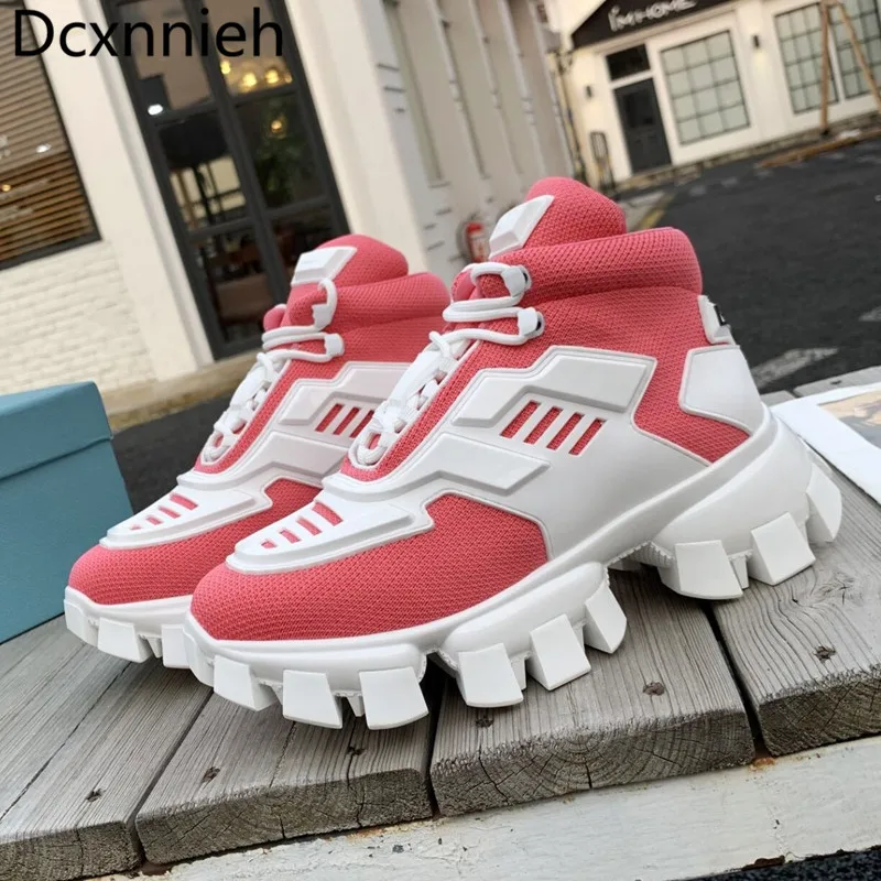 

Женские кроссовки на шнуровке, повседневные, Осенние, кожаные, на платформе, разноцветные, желтые, синие, розовые, 2021