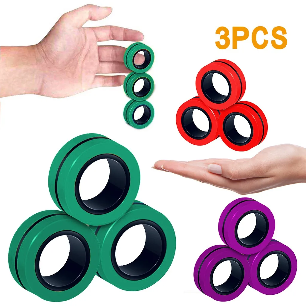 

New Anti-Stress Magnetic Rings Magnetic Bracelet Ring Unzip Toy Magic Ring Props Tools Decompression Toys