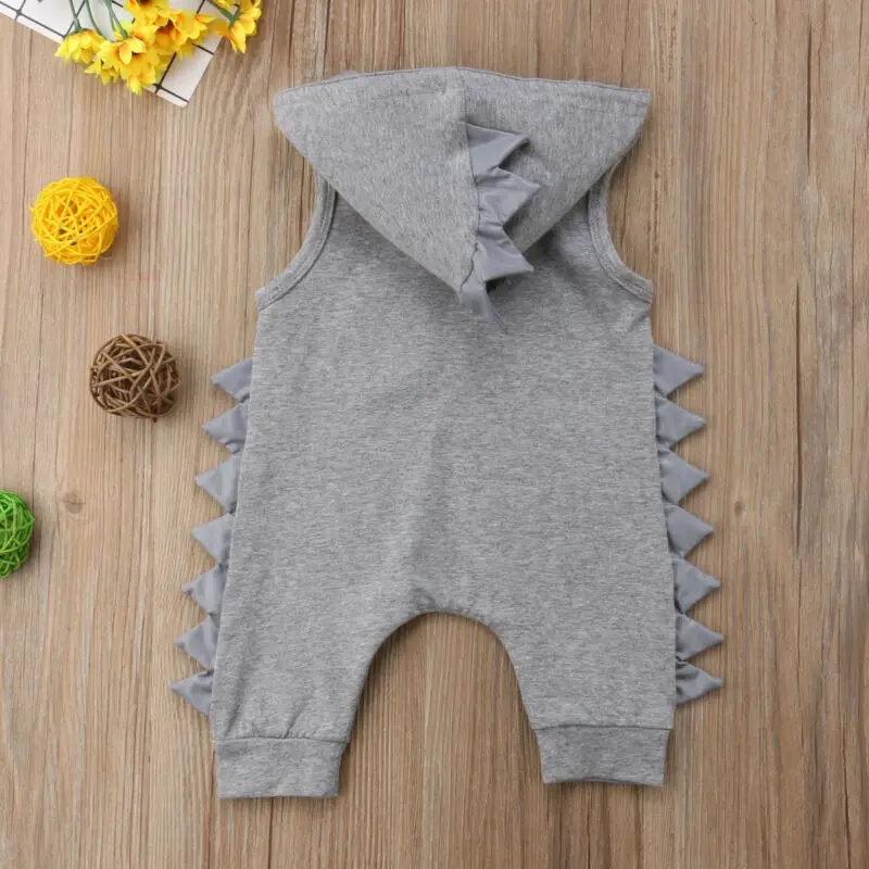 

Baby Girl Dinosaur Hooded Boy Romper Infant Jumpsuit Casual Newborn Sleeveless Solid Clothes Summer Outfit Girls Set