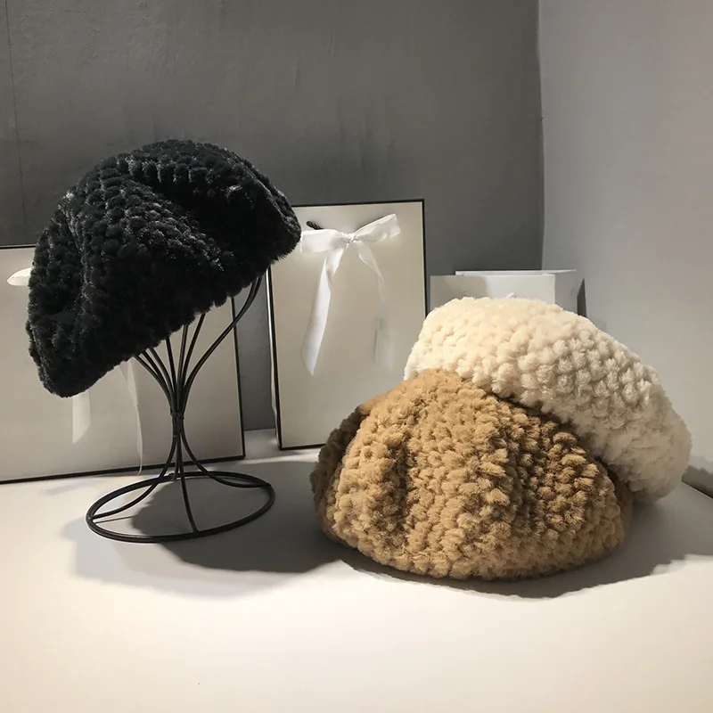 Берет женский осенне-зимний плюшевый в стиле ретро | Аксессуары для одежды