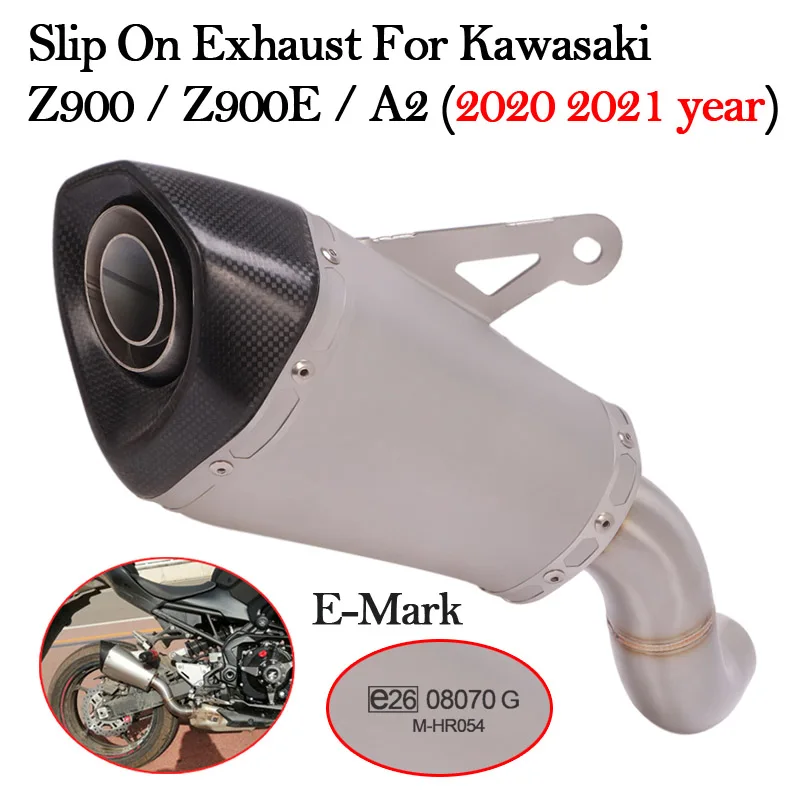 

Slip On Motorcycle Carbon Fiber Exhaust Modified For Kawasaki Z900 A2 Z900E 2020-2021 Escape DB Killer Muffler E-Mark Link Pipe