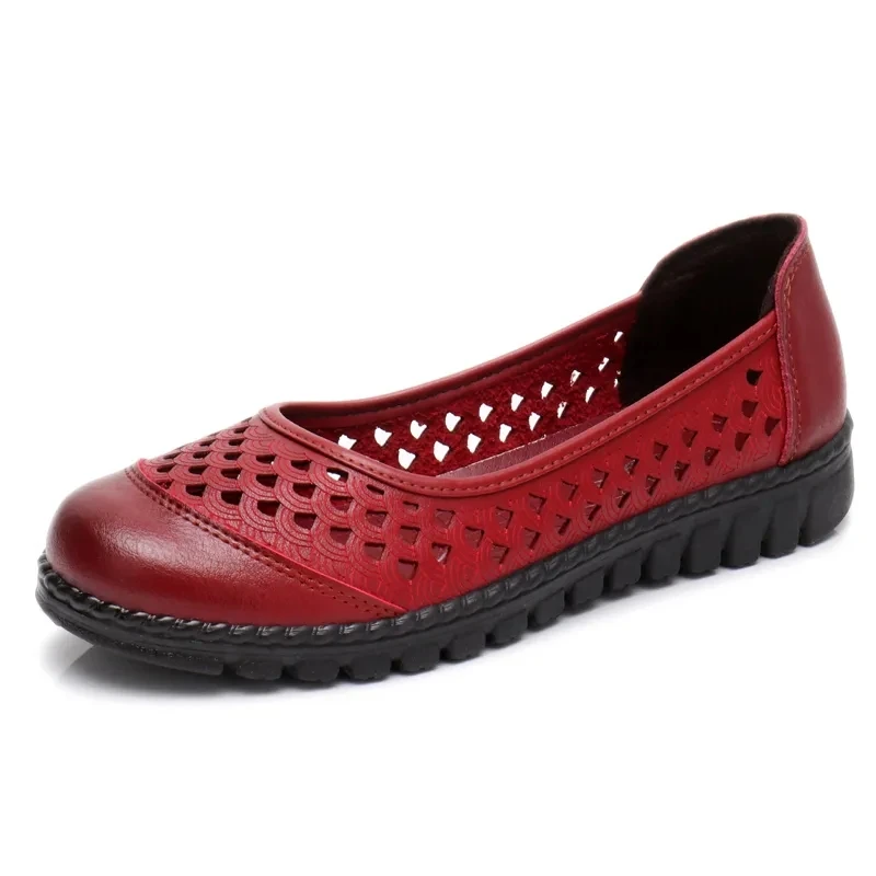 

woman's shoes 2021 spring and Autumn New comfortable breathable flats Round Hollow out loafers