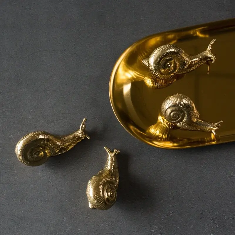 

Brass Snail Pure Copper Drawer Cabinet Door Handle Creative Wardrobe Tea Caddy Jewelry Box Knob Diy Decoration Pulls
