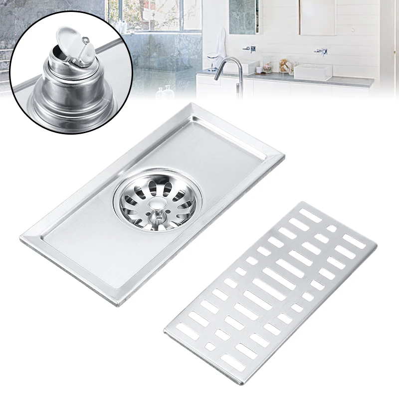 

Top Quality Bathroom Floor Drain 20X10cm Square Sink Strainer For KItchen Bathroom Bath Shower Drain Hole Filter Trap Mayitr