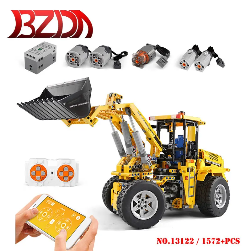 BZDA Технология серии колесный погрузчик 1:10 Модель автомобиля строительные блоки