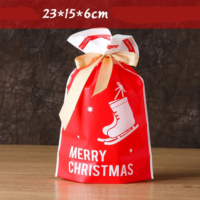 Red boots 50 шт. веселая Рождественская лента с Санта-Клаусом, сумка на шнурке, сладости, вечерние упаковки, подарок, яблоко, упаковка для конфет и печенья, подарок на Рождество - Цвет: Red boots