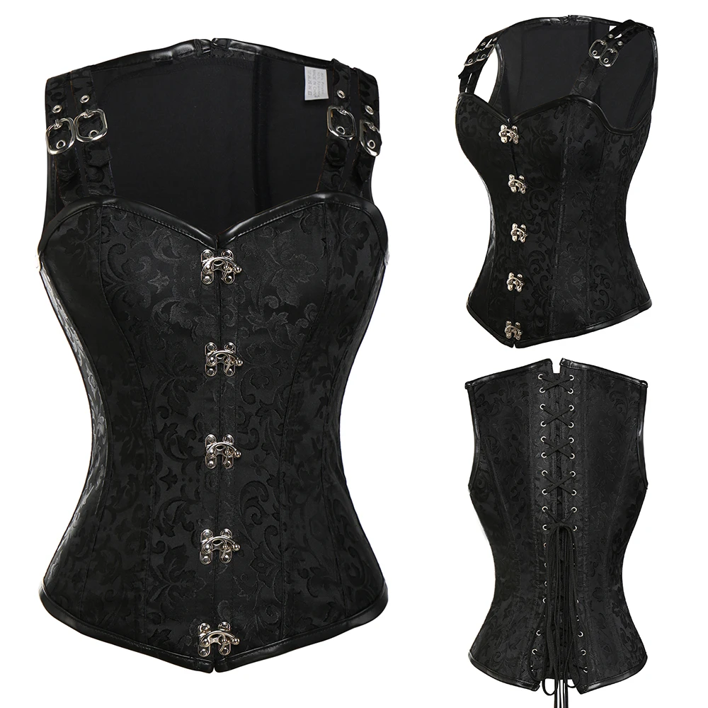 Женские бюстье и корсеты готический корсет жилет на шнуровке с пряжкой топы