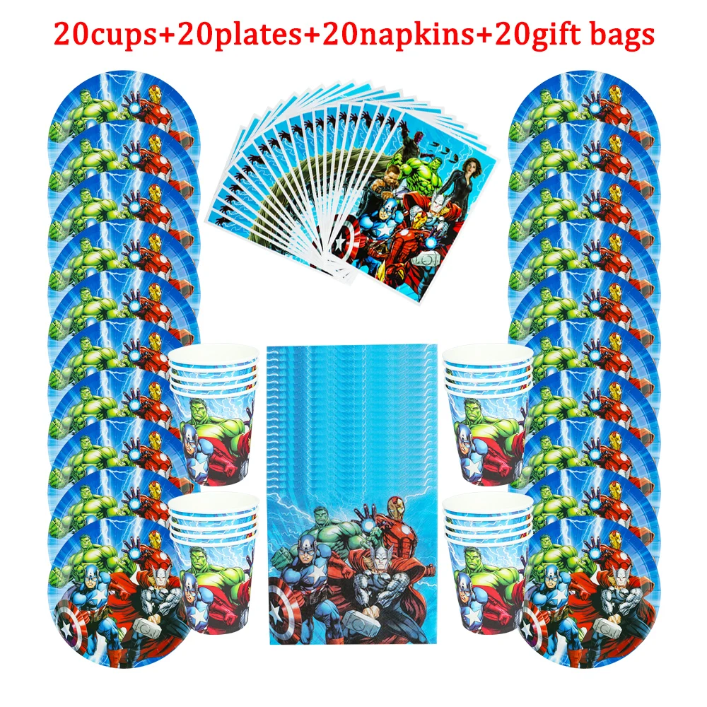 Одноразовая посуда из мультфильма мстители бумажные стаканчики тарелки