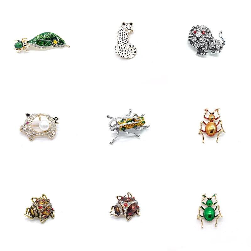 

PD BROOCH New Style Dripping Craft Animal Insect Brooch Leopard Lion Ant Long Beetle Rabbit Pig Fox Corsage Costume Jewelry