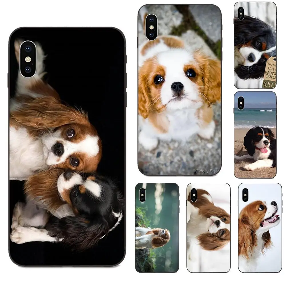 Мягкие чехлы из ТПУ с милым держатель-Французский бульдог Чарльз-спаниель для