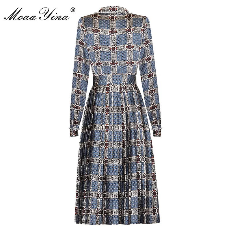 MoaaYina модное дизайнерское платье весна осень женское длинный рукав кружево бисер