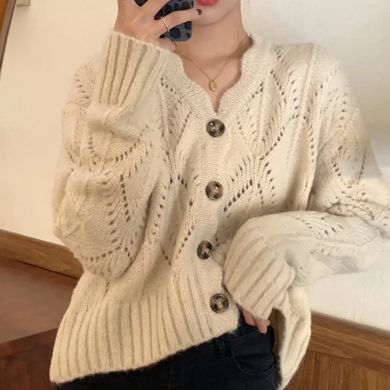 

Wavy Cardigan Coat Women's Autumn and Winter Korean-Style Loose-Fit Student Mori Long-Sleeved Sweater