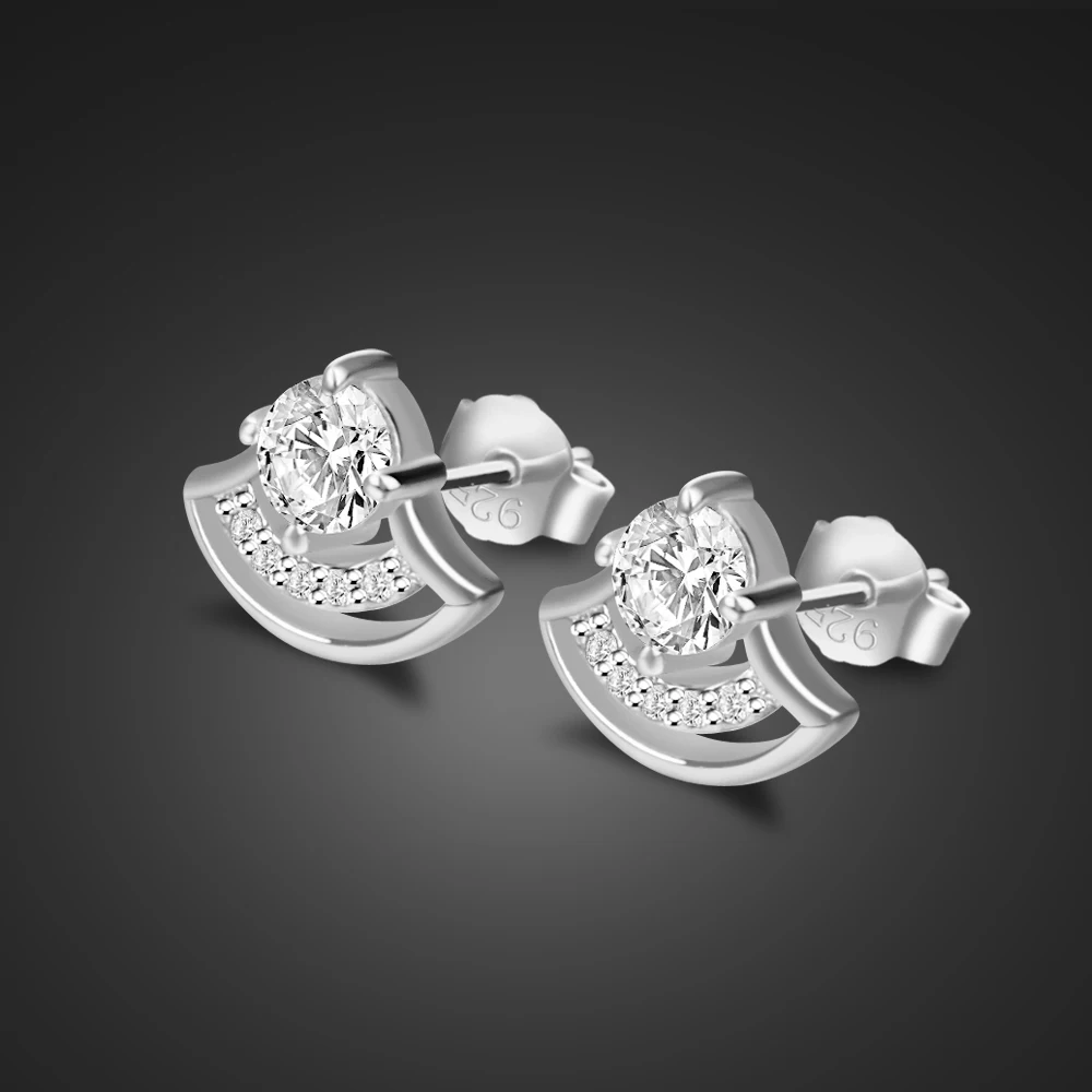 

Женские серьги-гвоздики из серебра 100% пробы, с круглой огранкой