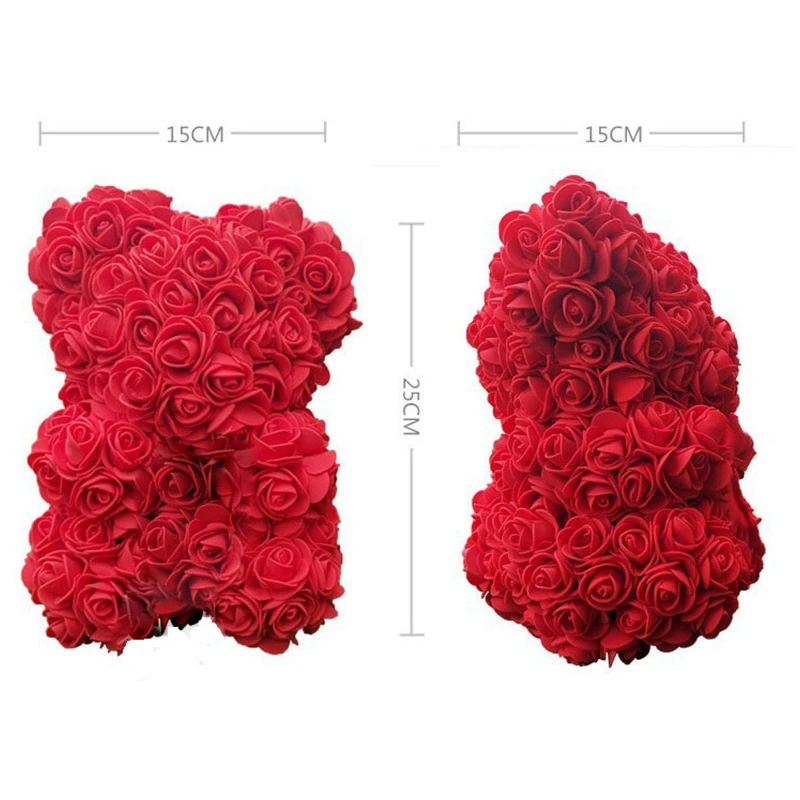 

25cm Cute Rose Bear Toy Made of PE Rose Artificial Rose Bear & 40cm Teddy Bear of Rose Artificial Flowers PE Rose Bear