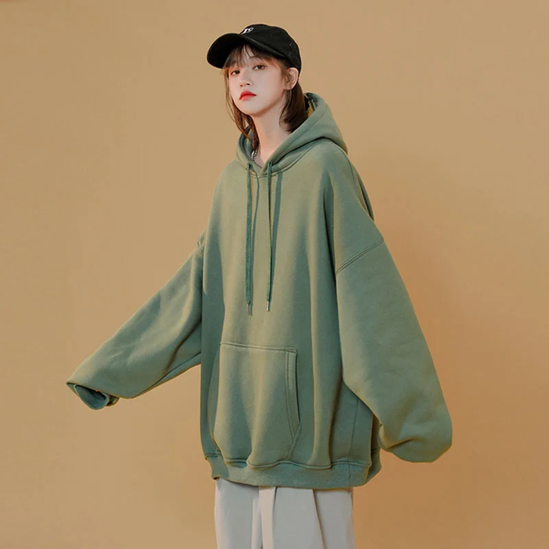 Толстовка Женская хлопковая оверсайз тонкий свободный белый пуловер в Корейском