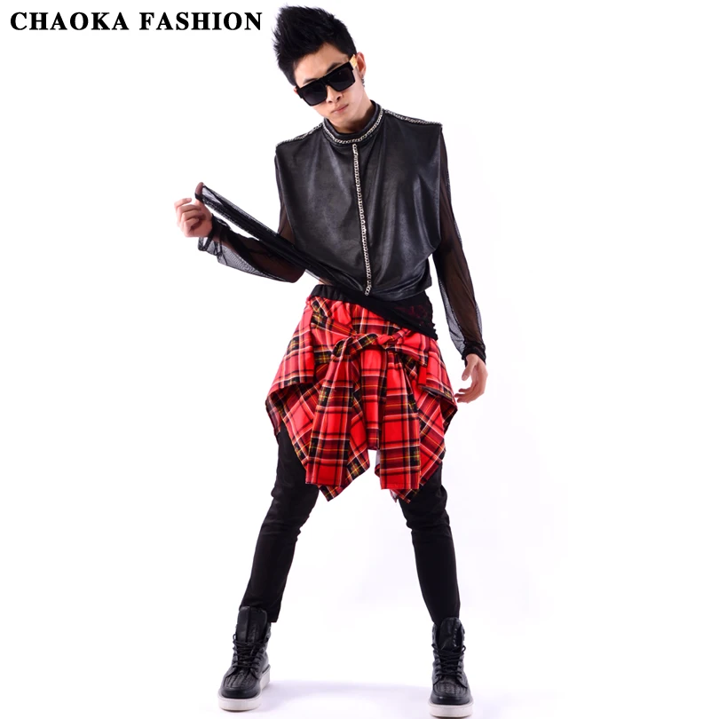 Юбка шотландская в стиле хип-хоп для мужчин и женщин | Мужская одежда