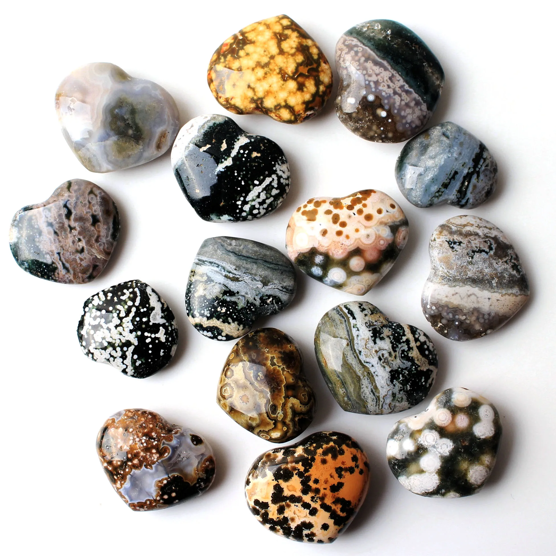 20-30 мм океанская яшма любовь в форме сердца кристалл кулон ювелирные изделия