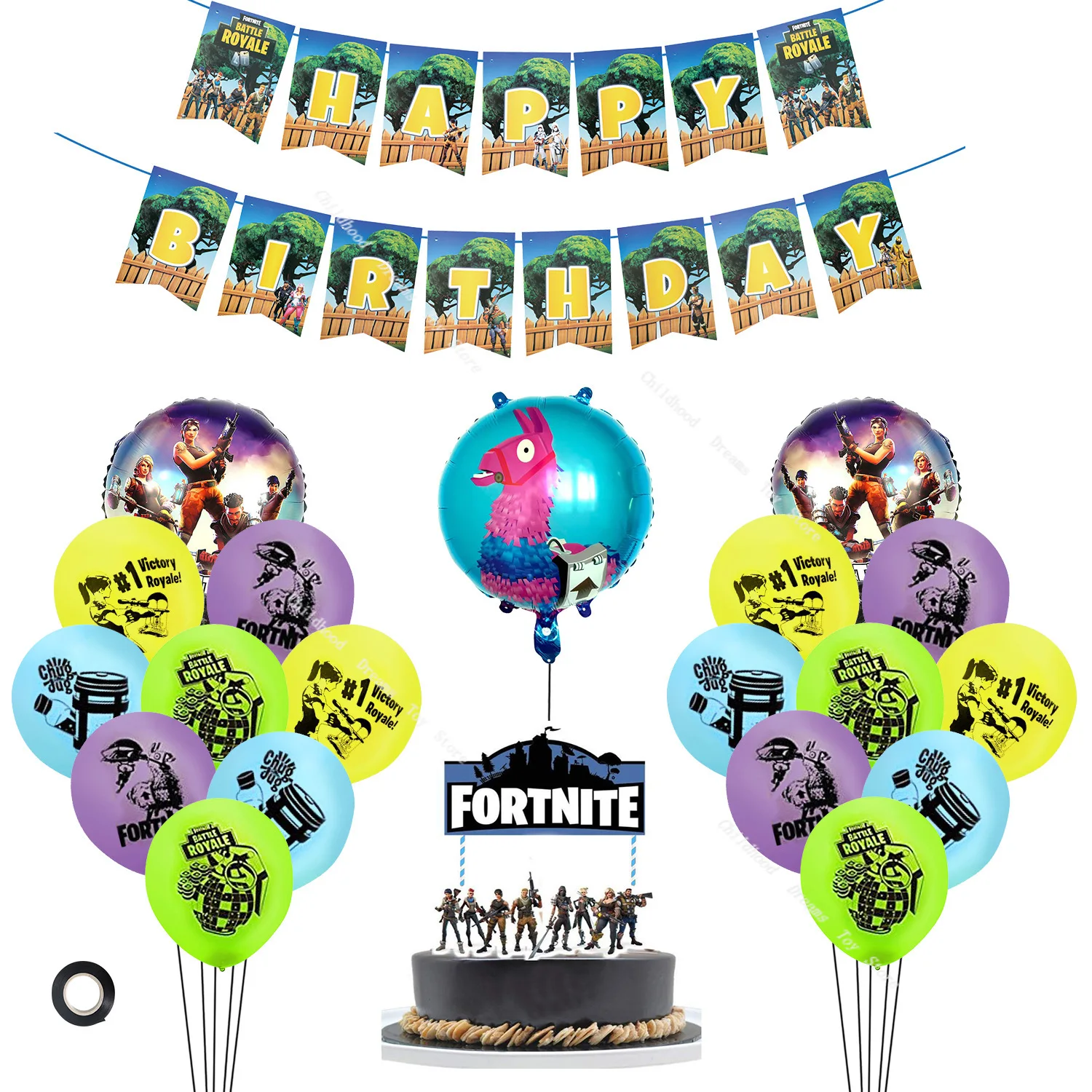 Набор украшений для вечерние НКИ Fortnite алюминиевая пленка латексные шары флаг с