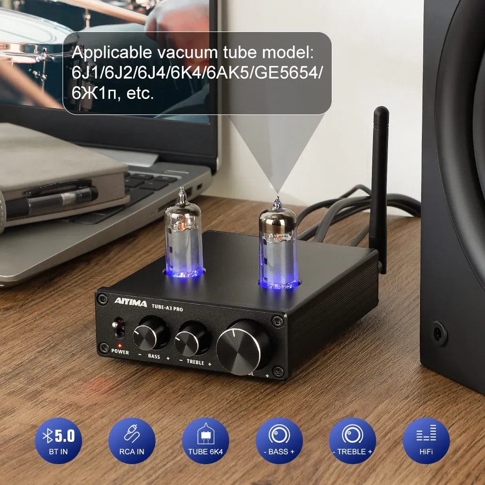 AIYIMA 6K4 вакуумная лампа с Bluetooth 5 0 предусилитель регулировкой тона высоких басов
