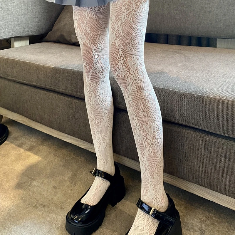 

Women Hollow Out See-Through Mesh Fishnet Pantyhose Sweet Lace Floral Patterned Jacquard Lolita Kawaii Tights Stockings