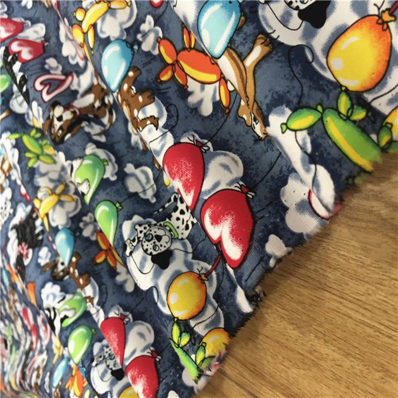 

100% Cotton Fabric for Dress Pet Dog with Balloon Printed Cloth DIY Doll Clothes Handmade Patchwork Sewing for Home Textile