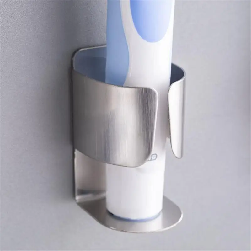 

1pcs Stainless Steel Wall-Mounted Creative Non-Marking Double-Sided Brushed Electric Toothbrush Rack No Drilling