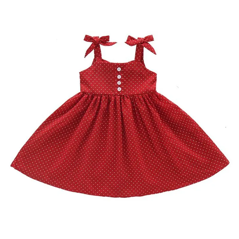 

DFXD Fashion Toddler Girl Dress Summer Sleeveless Dot Polka Bow Sling Princess Dress Kids Costume Baby Party Dress 2-7T Vestido