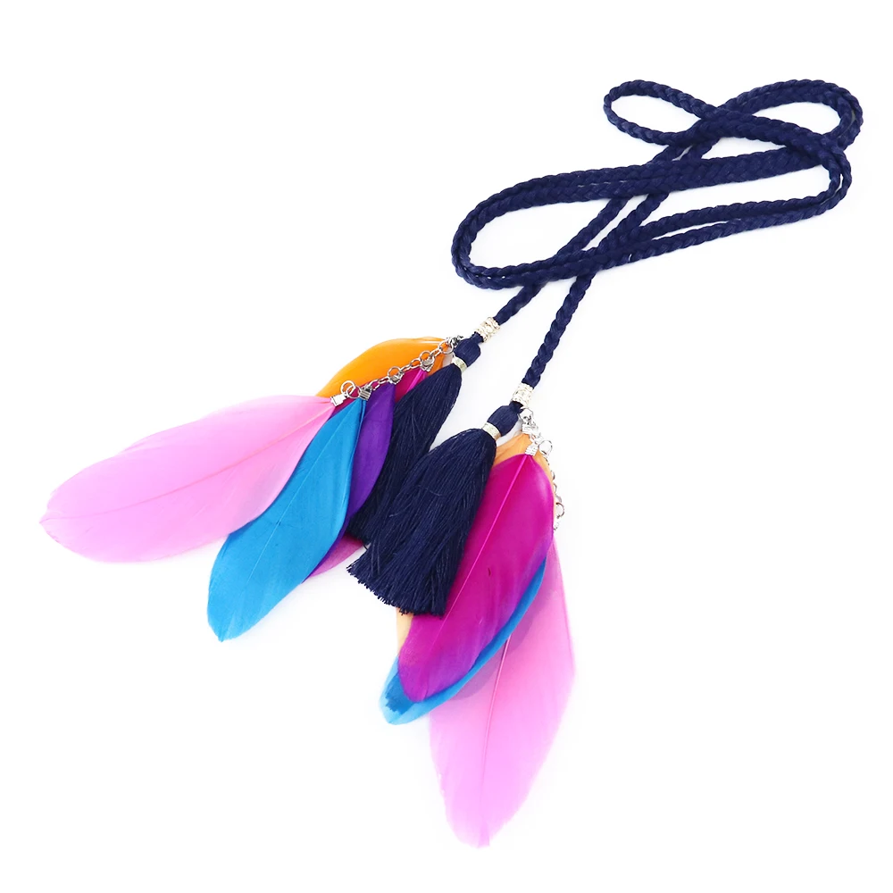 Женский плетеный ремень с перьями в этническом стиле | Дом и сад