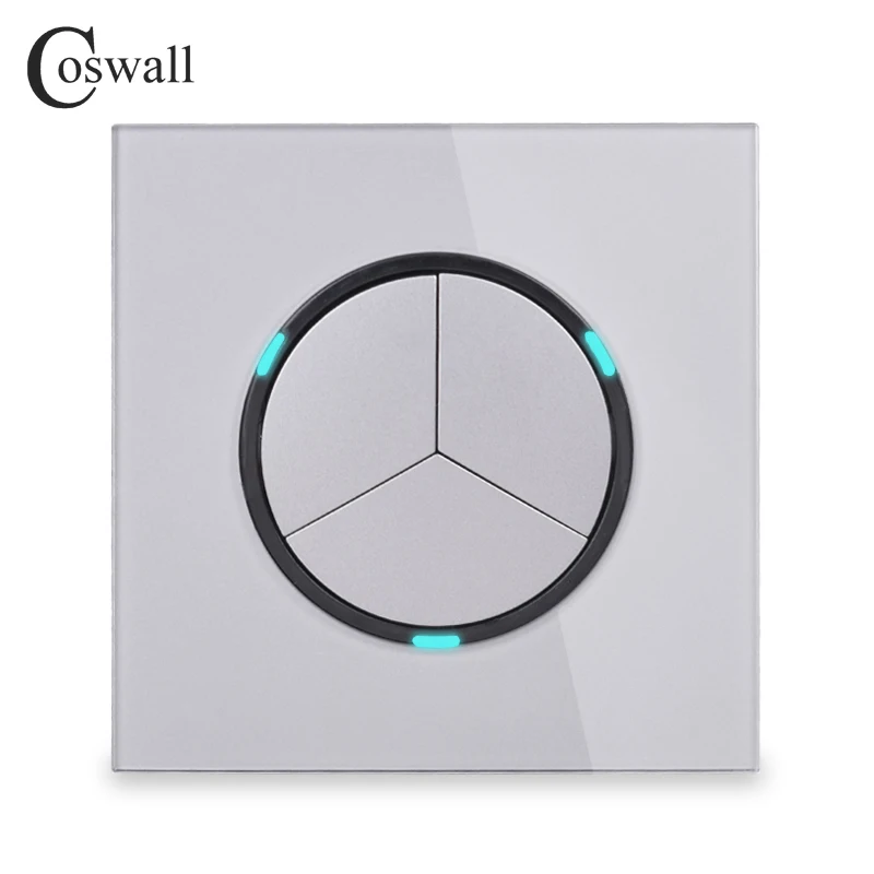 Настенный светильник ель света Coswall 3 клавиши 1 способ с нажимом вкл/выкл со