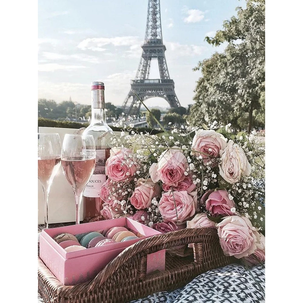 

Landscape Flower Car Eiffel Tower DIY Embroidery Cross Stitch 11CT Kits Needlework Craft Set Cotton Thread Printed Sale