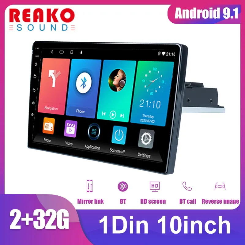 

Мультимедийная Автомобильная магнитола 1DIN, радиоприемник на Android 9,1, с экраном 10 дюймов, 2 Гб ОЗУ, BT, для Volkswagen, Nissan, Kia, Toyota