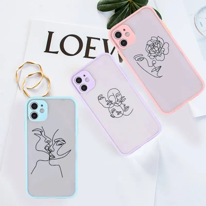 

Abstract Art Lines Phone Case For iPhone 12 11 Mini Pro XR XS Max 7 8 Plus X Matte transparent Purple Back Cover