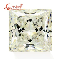 ij yellowish white color square shape princess cut for cubic zirconia loose cz stone made by qianxiang hui 10pcs per bag