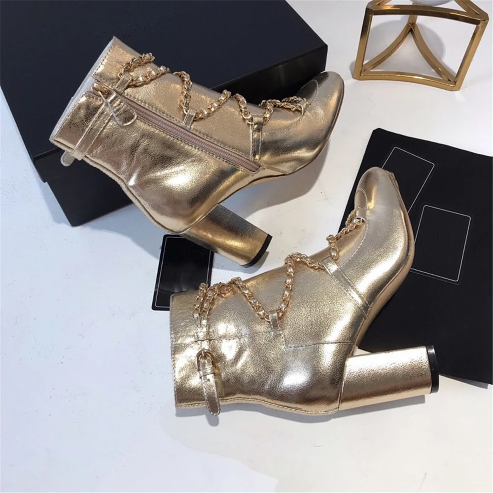 Новые модные ботинки из натуральной кожи женская обувь с украшением в виде