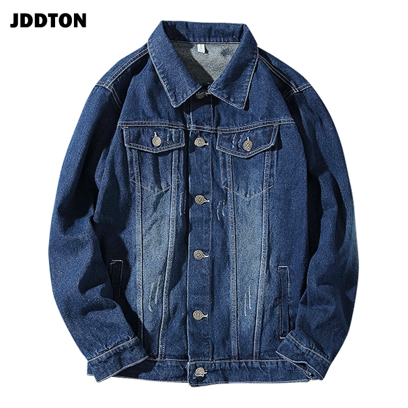 JDDTON Осенняя мужская джинсовая куртка бомбер с несколькими карманами хлопковая
