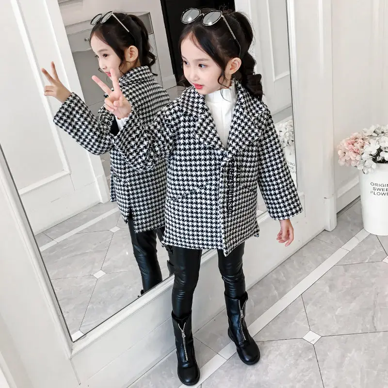 Новое пальто Верхняя одежда для маленьких девочек детская модная шерстяная