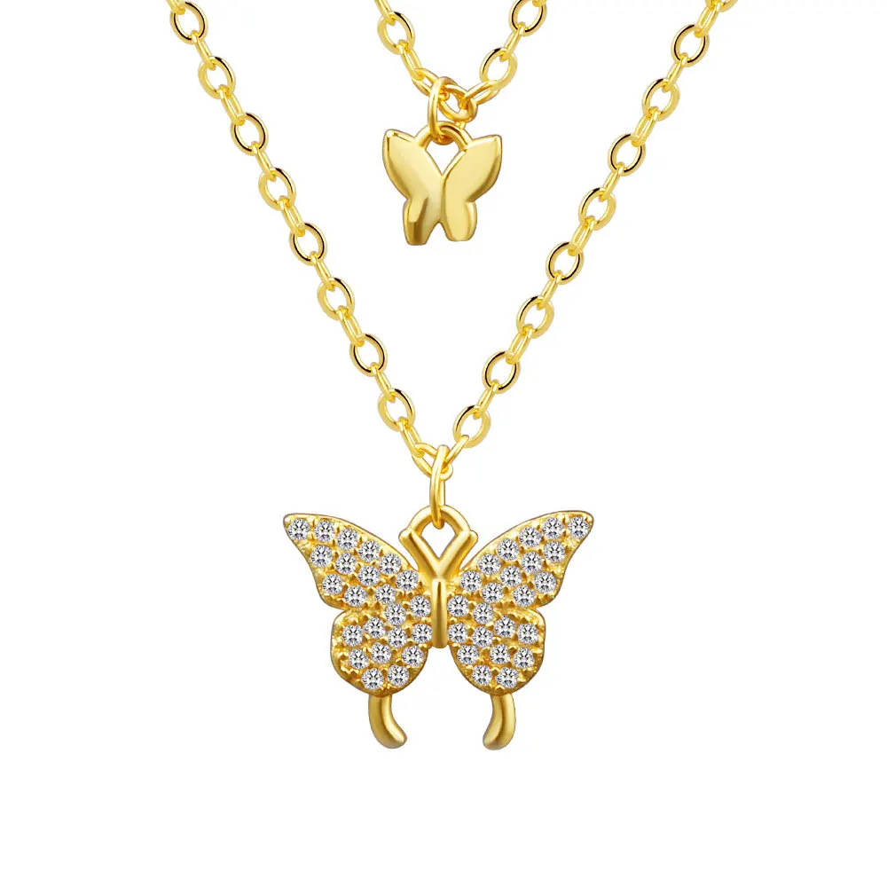 

Women Butterfly Pendant Chain Necklace Silver Gold Necklace Women Lovers Necklace Jewelry Gift