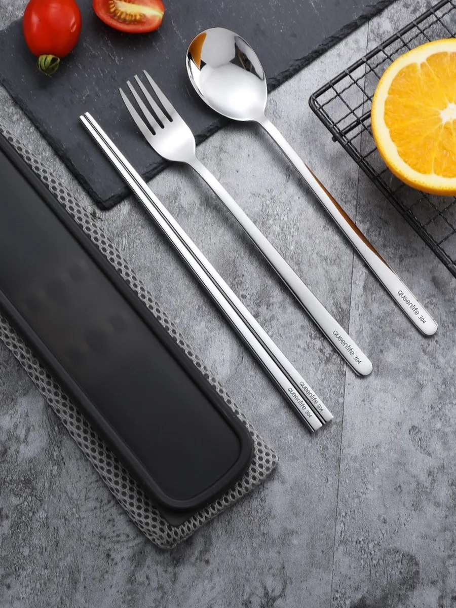 Портативный набор столовых приборов из нержавеющей стали 304 посуды для пикника