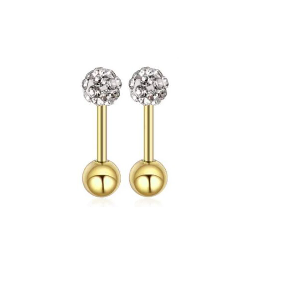 gold-white gem TIANCIFBYJS круглый шар шпилька из нержавеющей стали серьги-штанги набор хрящевая спираль серьги пирсинг для Ушной Хрящ уха - Окраска металла: gold-white gem